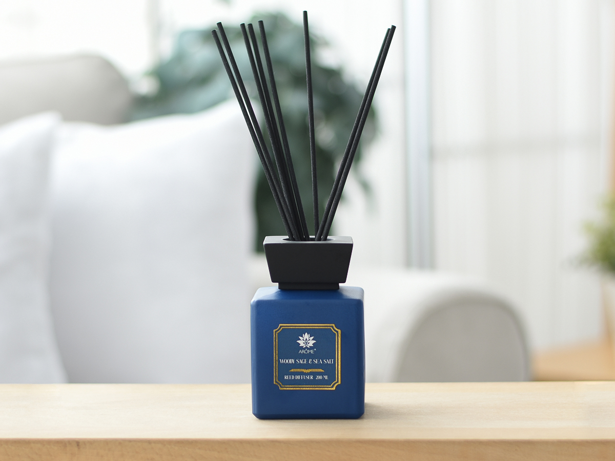 Difuzér s tyčinkami WOODY SAGE & SEA SALT 200ml Rodinné balení
